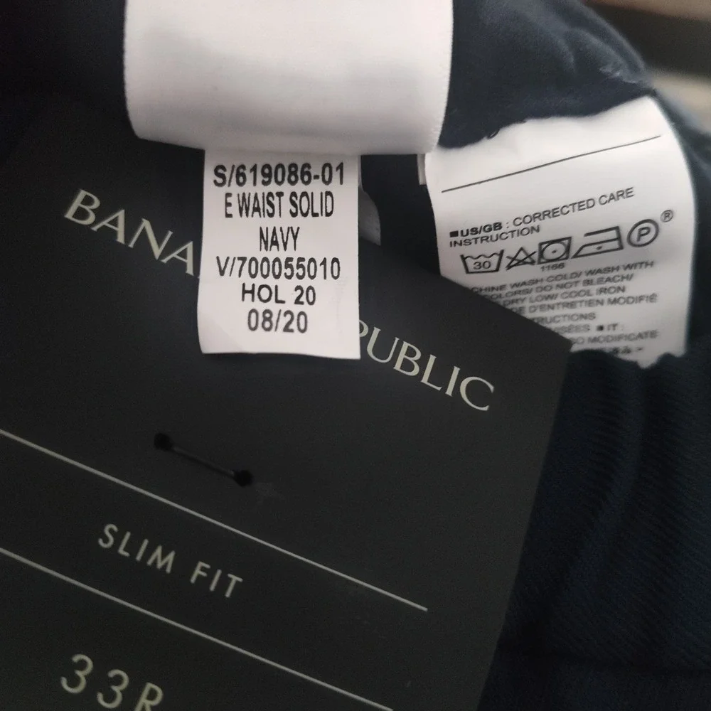 New Mens Banana Republic‎ Pants Size 33 Navy Trousers Drawstring Waist Black